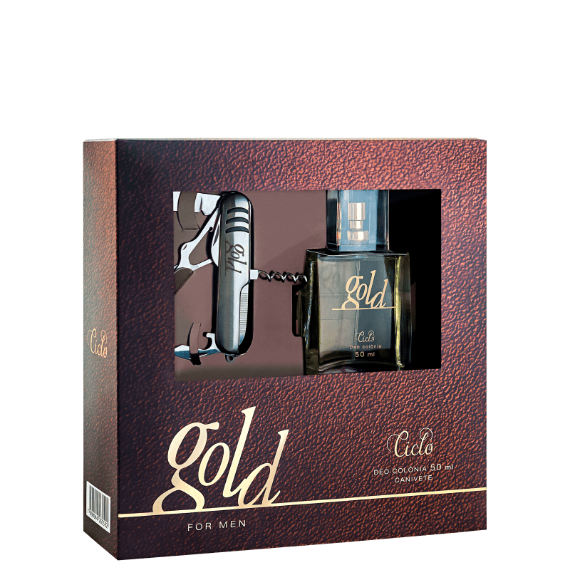 Kit Masculino Perfume Gold Deo Colonia 50ml + Canivete 